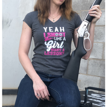 Ladies V-Neck - "Shoot like a girl"