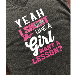 Ladies V-Neck - "Shoot like a girl"