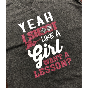 Ladies V-Neck - "Shoot like a girl"